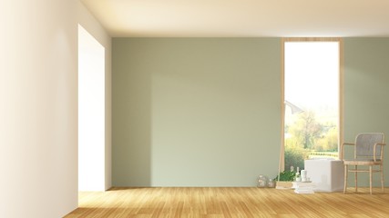 he interior hotel relax space 3d rendering and nature view