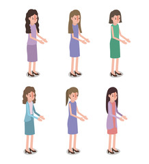 Obraz premium group of women characters vector illustration design