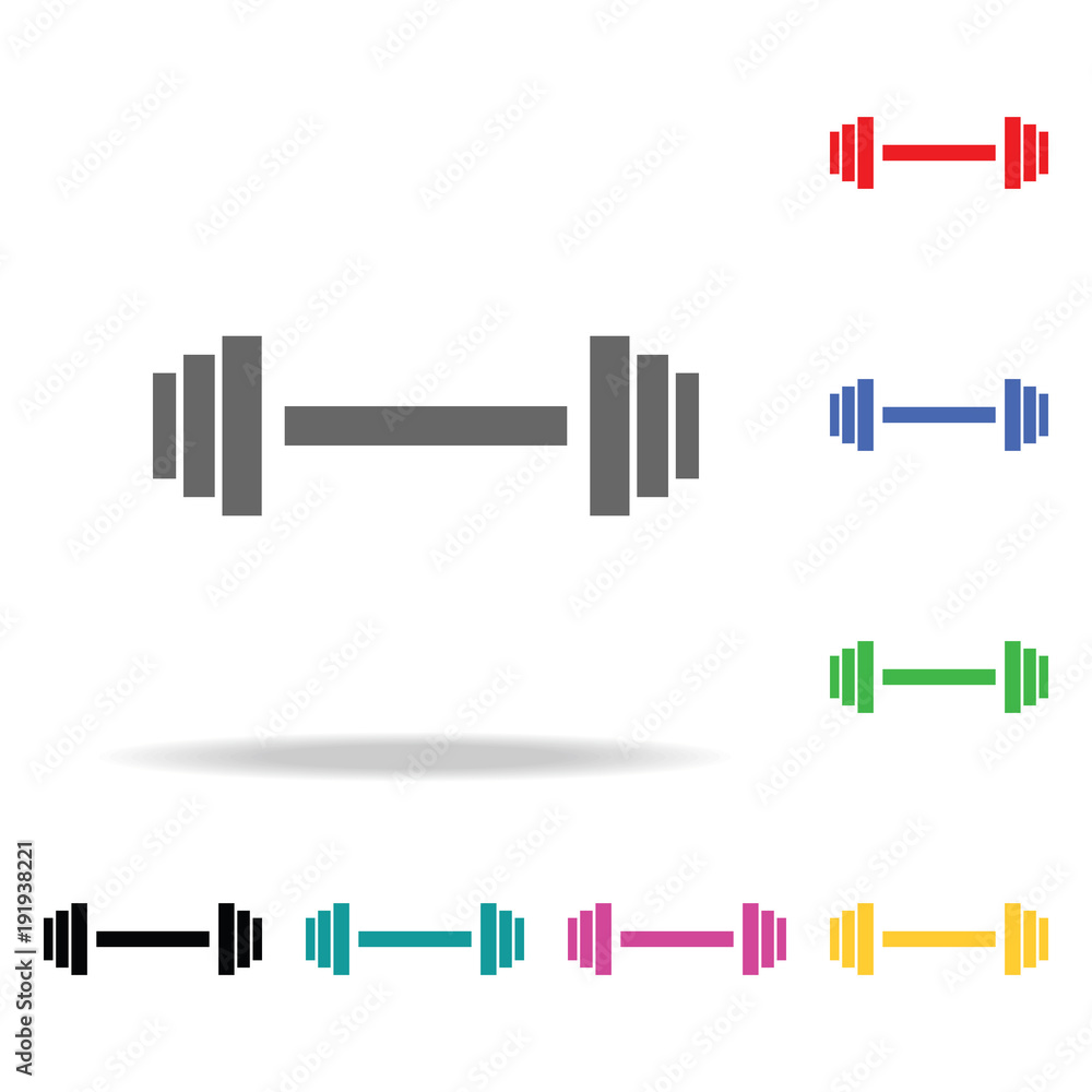 Poster dumbbell weights. element of sport multi colored icon for mobile concept and web apps. icon for webs