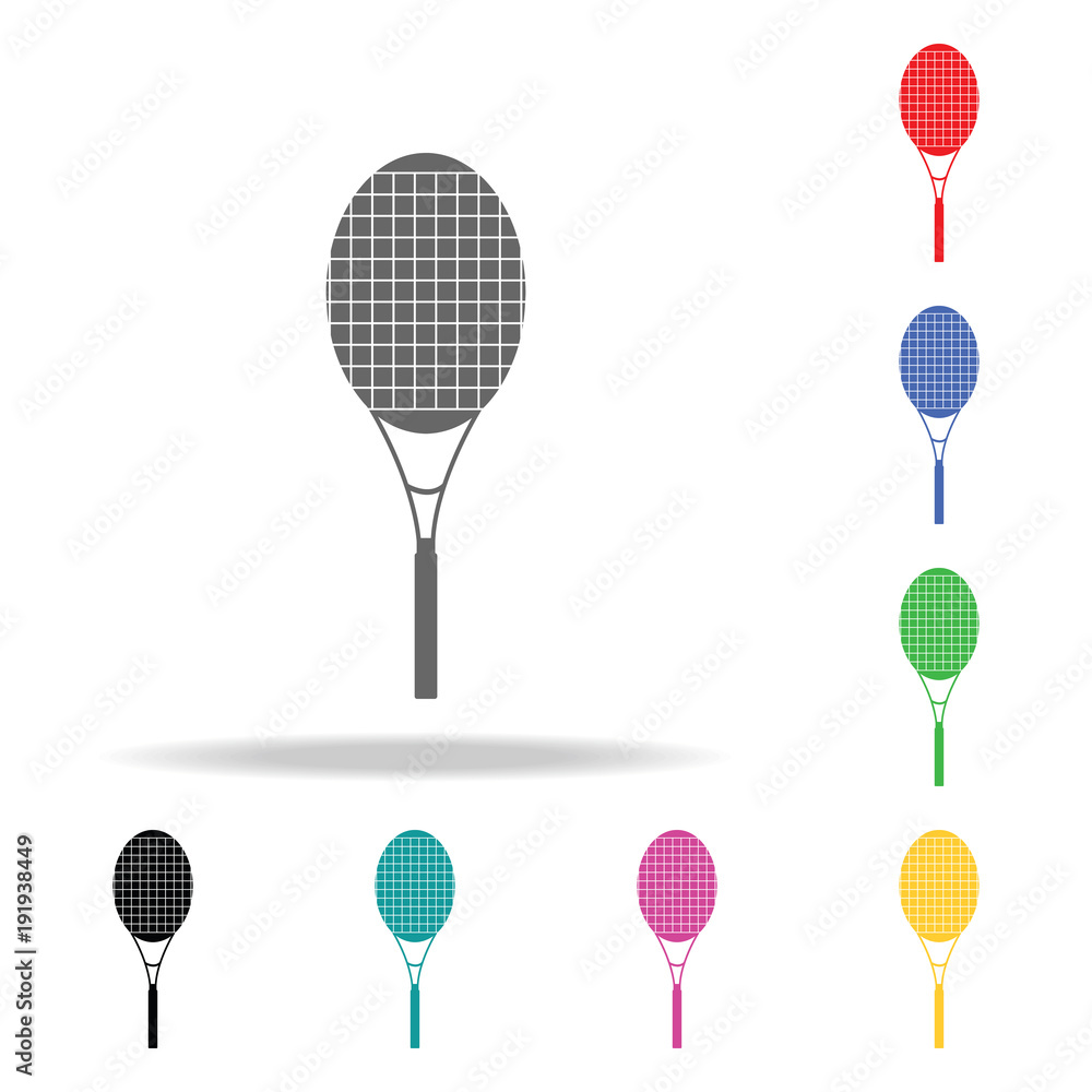 Poster racket tennis. element of sport multi colored icon for mobile concept and web apps. icon for website