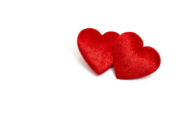 Two Red hearts on white background