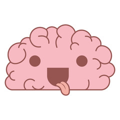 comic brain with tongue out kawaii character vector illustration design