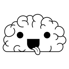 comic brain with tongue out kawaii character vector illustration design