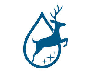 blue droplets reindeer deer elk stag image vector icon logo silhouette