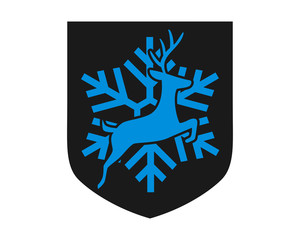 black shield snow reindeer deer elk stag image vector icon logo silhouette