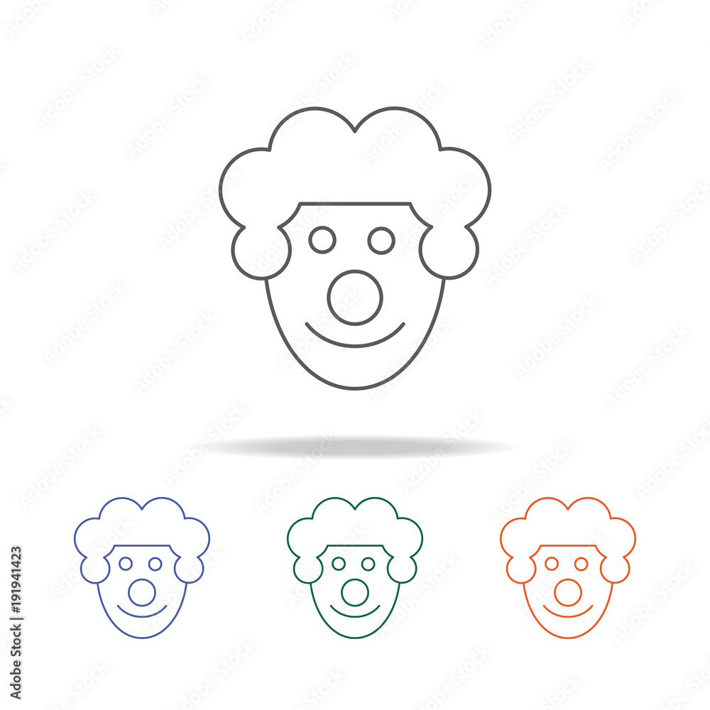 Poster cute smiling clown icon. element of a party multi colored icon for mobile concept and web apps. thin