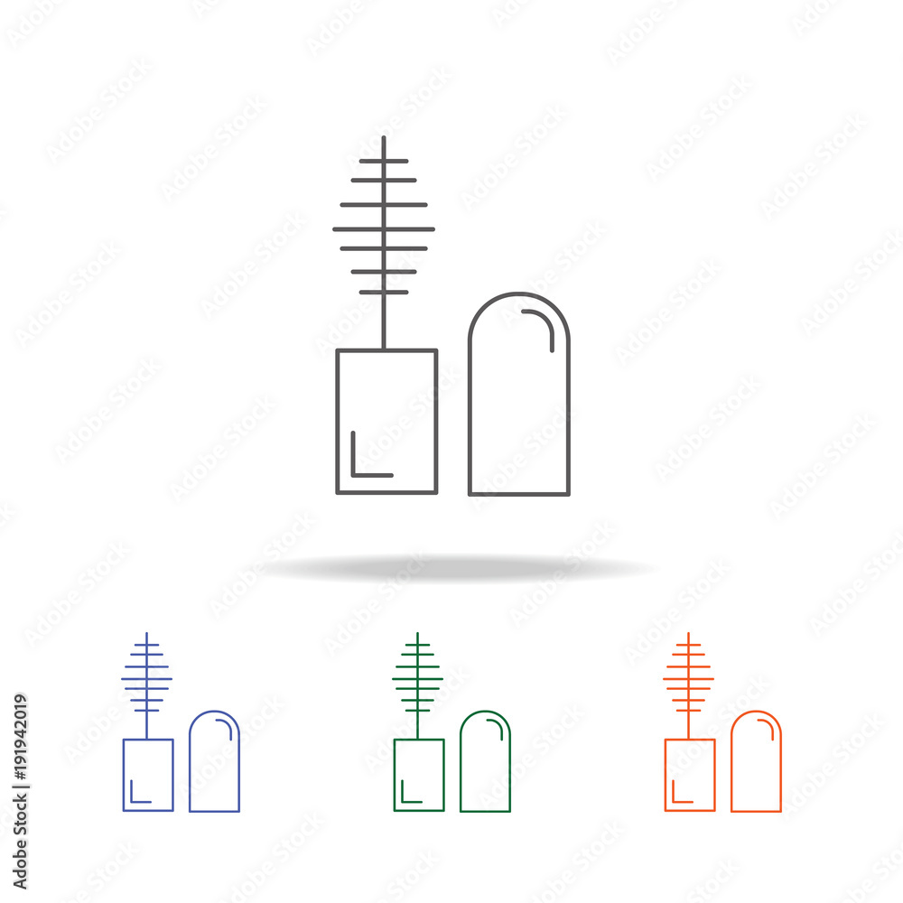 Poster mascara brush icon. element of a shopping multi colored icon for mobile concept and web apps. thin l