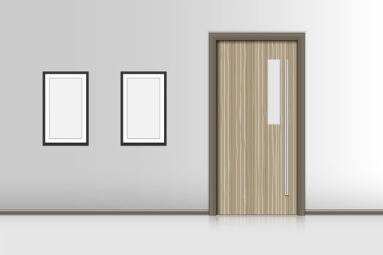 Realistic single door and interiors decorative, Indoor concept