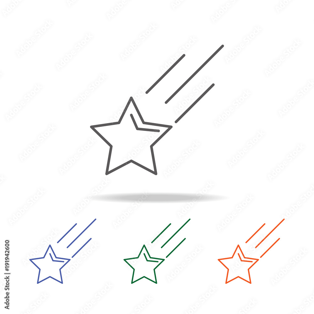 Poster falling star icon. element of a space multi colored icon for mobile concept and web apps. thin line 