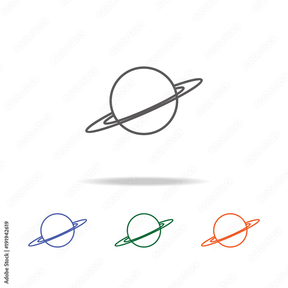 Poster saturn planet icon. element of a space multi colored icon for mobile concept and web apps. thin line