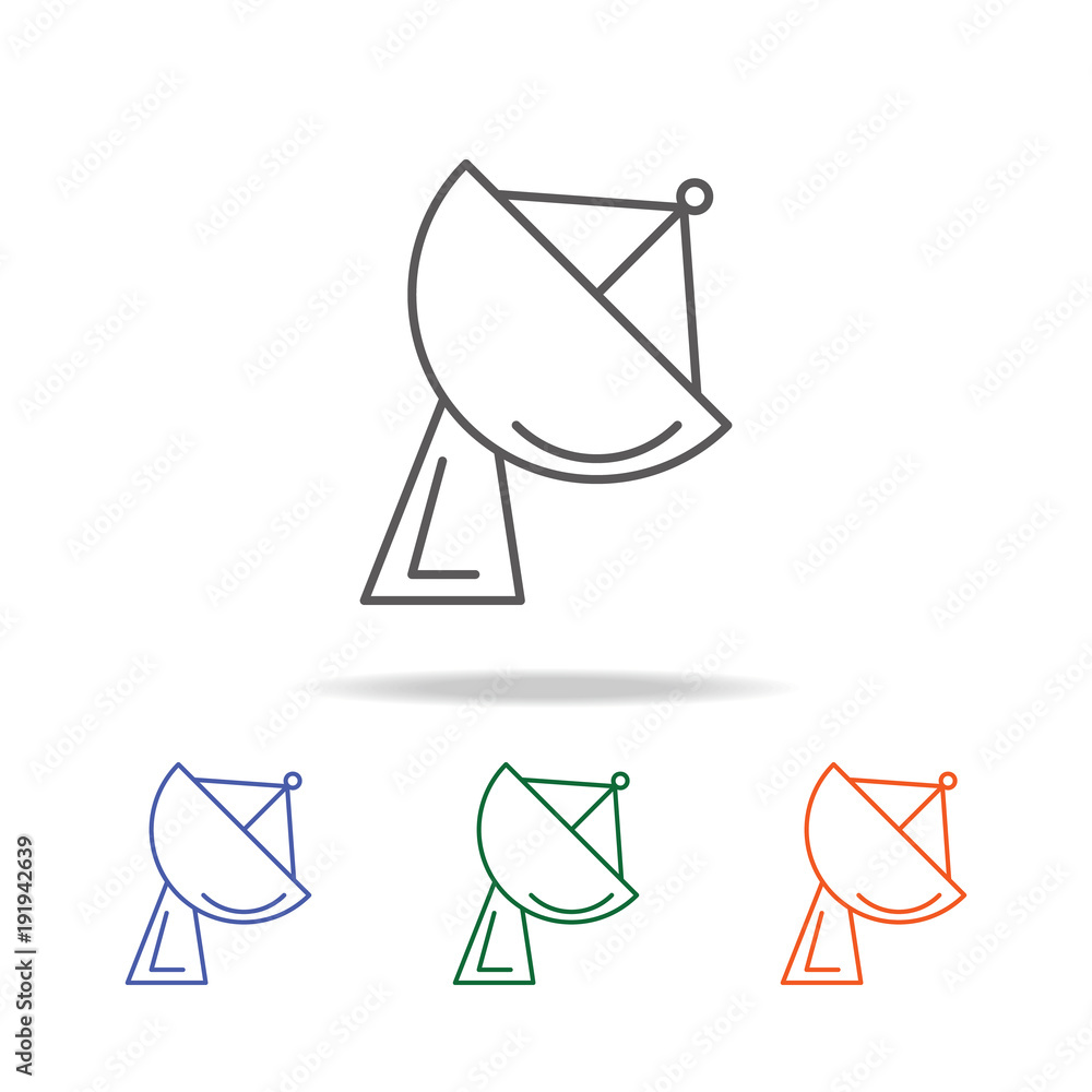 Poster satellite dish icon. element of a space multi colored icon for mobile concept and web apps. thin lin
