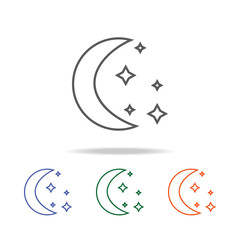 Moon and stars icon. Element of a space multi colored icon for mobile concept and web apps. Thin line icon for website design and development, app development. Premium icon