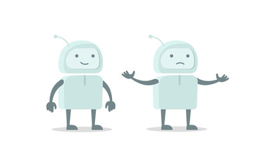 Robot spacesuit alien character luck and failure set. Flat color vector illustration stock clipart © Ilia