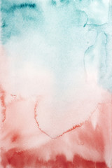 Turquoise and red watercolor on paper