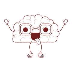 comic brain with tongue out kawaii character vector illustration design