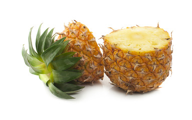 pineapple with slices isolated Clipping Path
