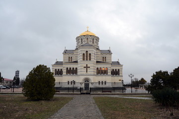 Fototapeta premium Chersonese, St. Vladimir's Cathedral. Ancient Greek Chersonesus Taurica near Sevastopol in Crimea.