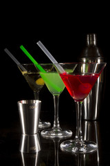 Collection of colorful cocktails