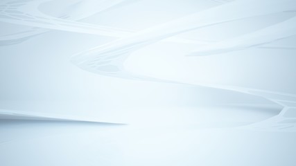 Abstract white parametric interior with window. 3D illustration and rendering.