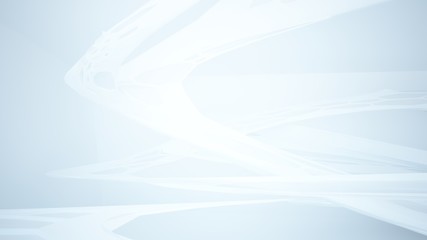 Abstract white parametric interior with window. 3D illustration and rendering.
