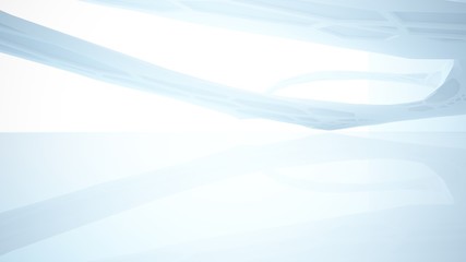 Obraz premium Streszczenie biały parametryczne wnętrze z oknem. Ilustracja i renderowanie 3D.
