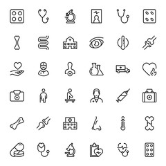 Naklejka premium Oncology flat icon set