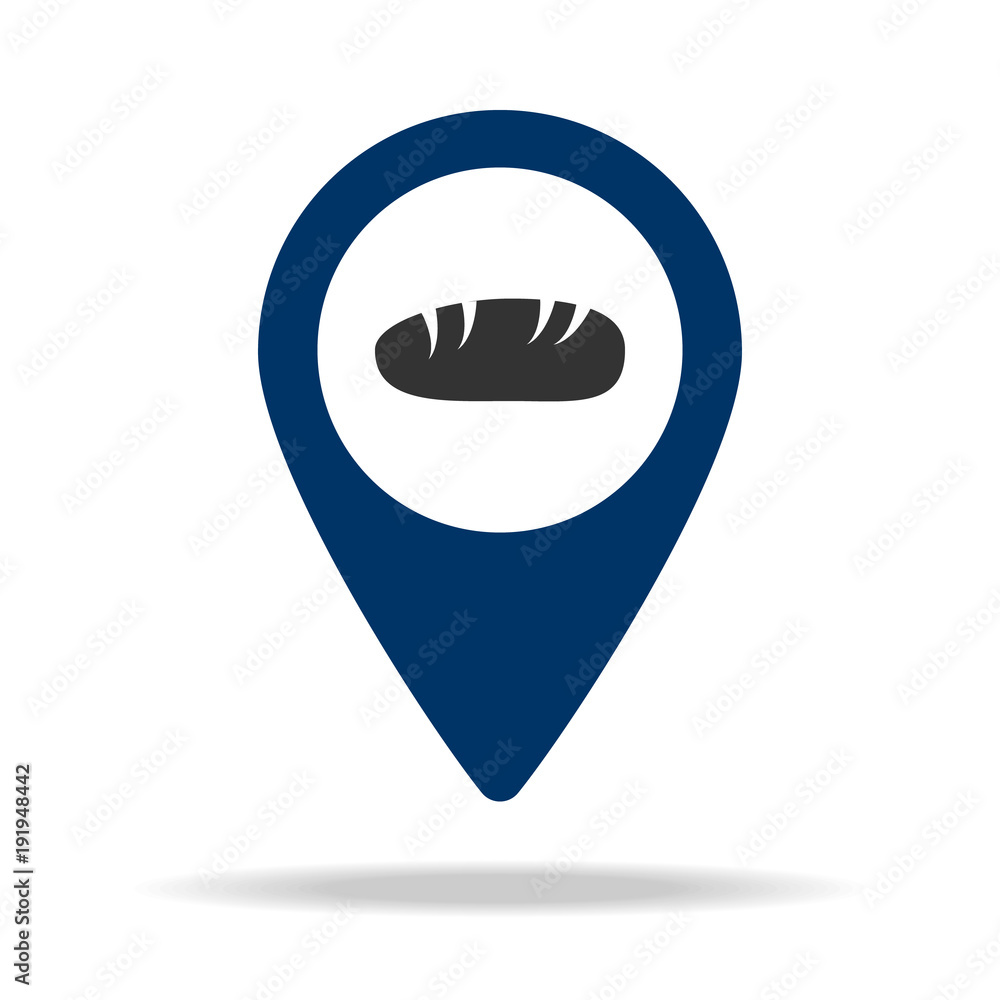 Poster place of groceries in blue map pin icon. element of map point for mobile concept and web apps. icon 