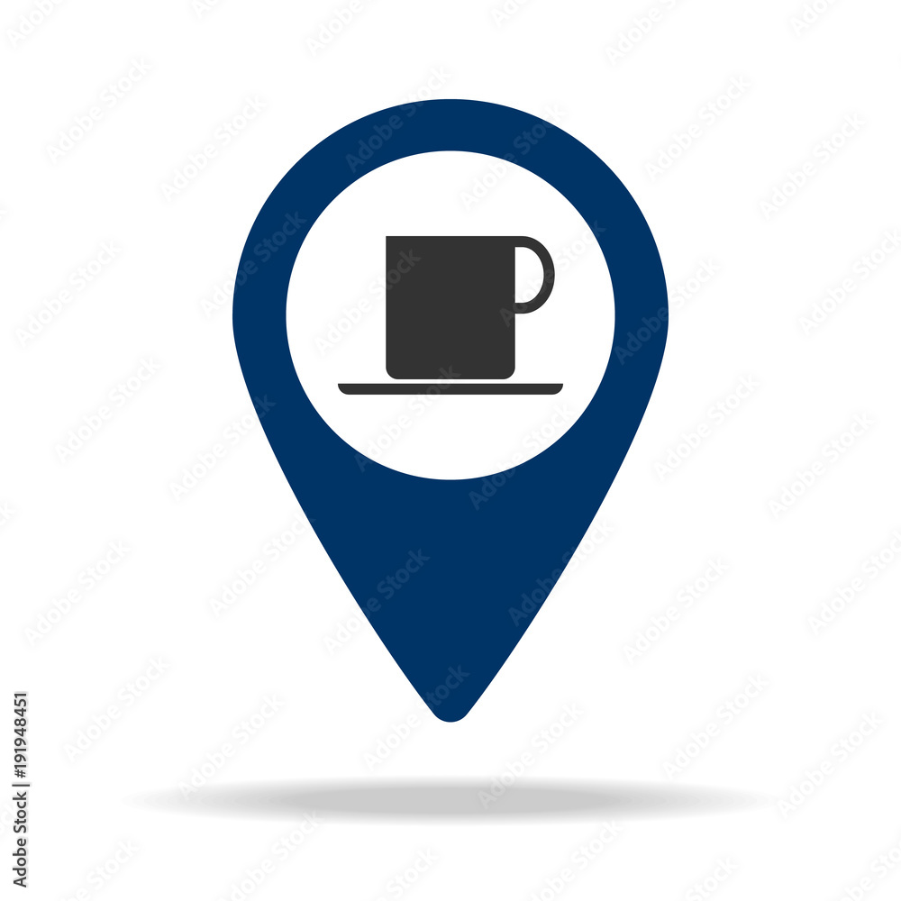 Poster place cafe in blue map pin icon. element of map point for mobile concept and web apps. icon for webs
