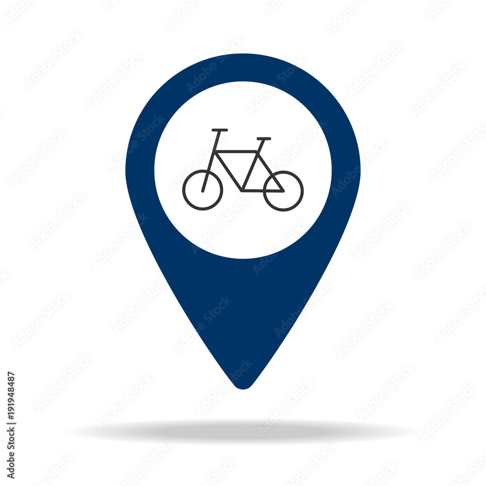 Poster bicycles in blue map pin icon. element of map point for mobile concept and web apps. icon for websit