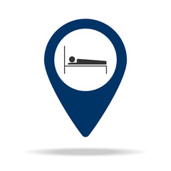 bed in blue map pin icon. Element of map point for mobile concept and web apps. Icon for website design and development, app development. Premium icon