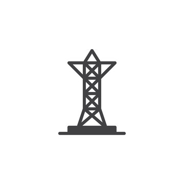 Transmission tower icon vector, filled flat sign, solid pictogram isolated on white. Voltage pole symbol, logo illustration.