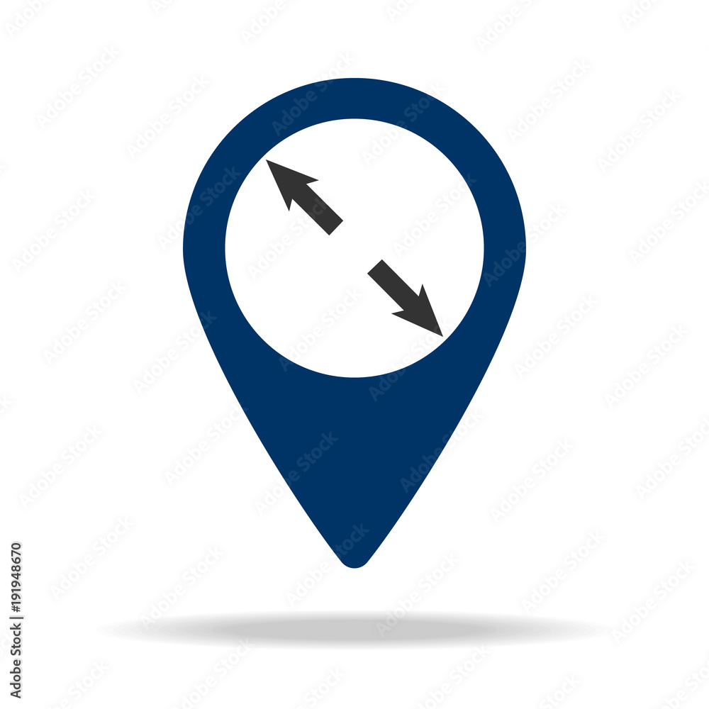 Poster different directions in blue map pin icon. element of map point for mobile concept and web apps. ico