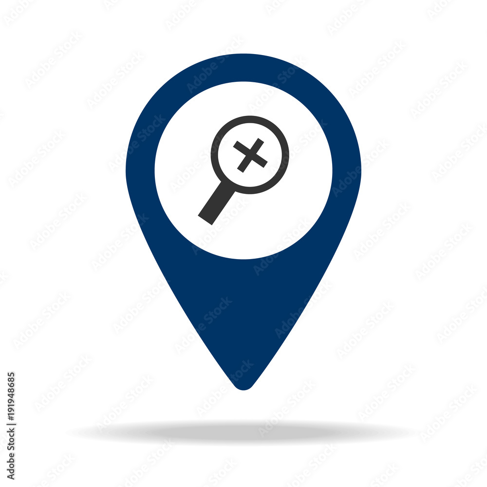 Poster approximation sign in blue map pin icon. element of map point for mobile concept and web apps. icon 