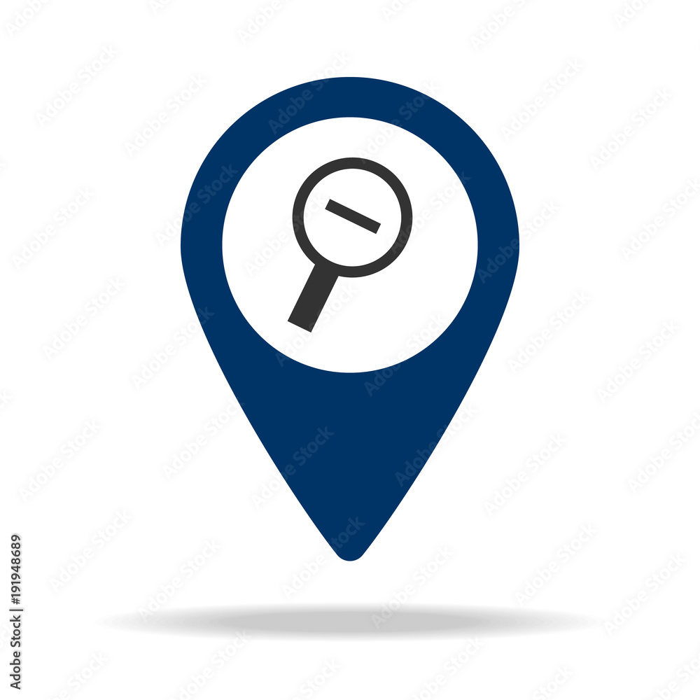 Poster decrement in blue map pin icon. element of map point for mobile concept and web apps. icon for websi