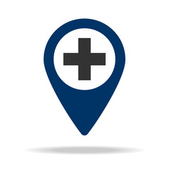 Obraz premium hospital place in blue map pin icon. Element of map point for mobile concept and web apps. Icon for website design and development, app development. Premium icon