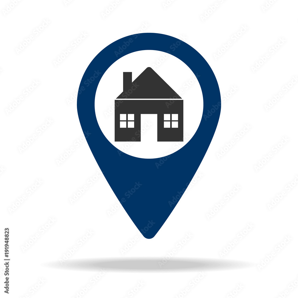 Poster place of the house in blue map pin icon. element of map point for mobile concept and web apps. icon 
