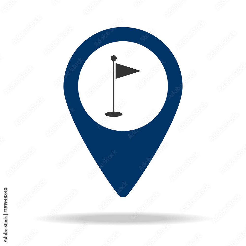 Poster a place for playing golf in blue map pin icon. element of map point for mobile concept and web apps.