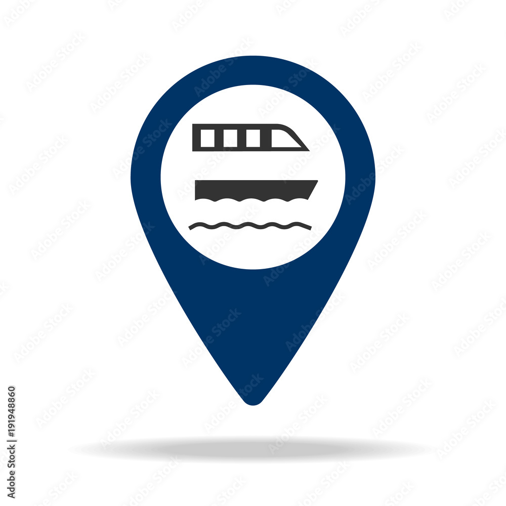 Poster ferry parking place in blue map pin icon. element of map point for mobile concept and web apps. icon