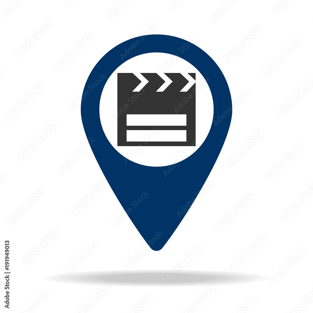 Poster cinema place in blue map pin icon. element of map point for mobile concept and web apps. icon for we