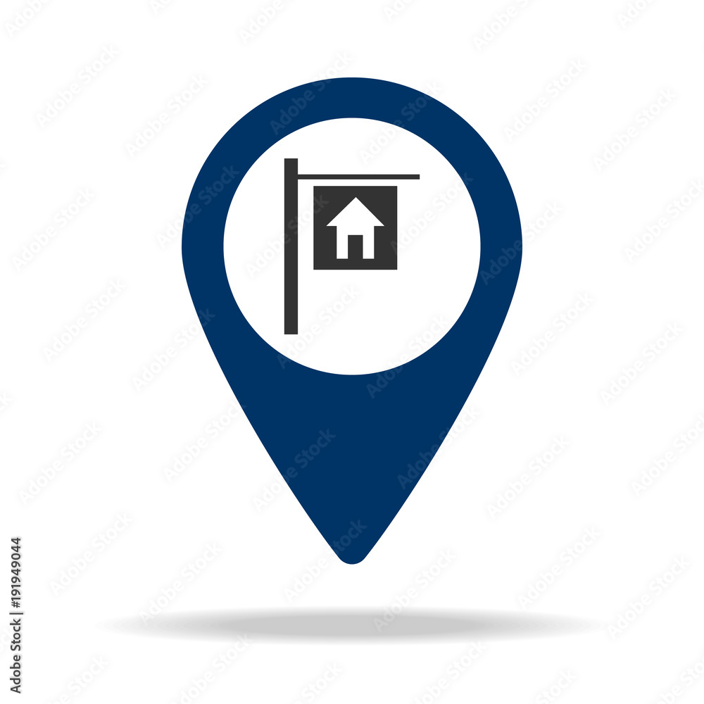Poster place of the hotel in blue map pin icon. element of map point for mobile concept and web apps. icon 