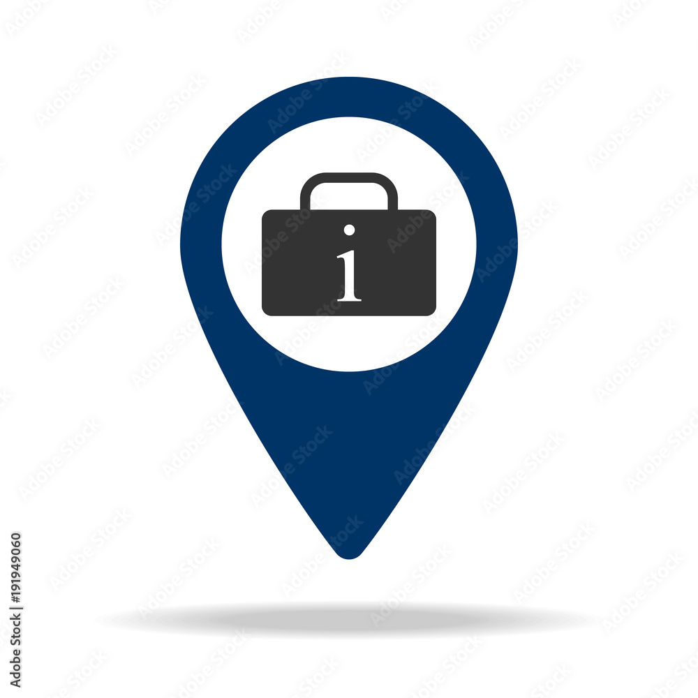 Poster place of information office in blue map pin icon. element of map point for mobile concept and web ap