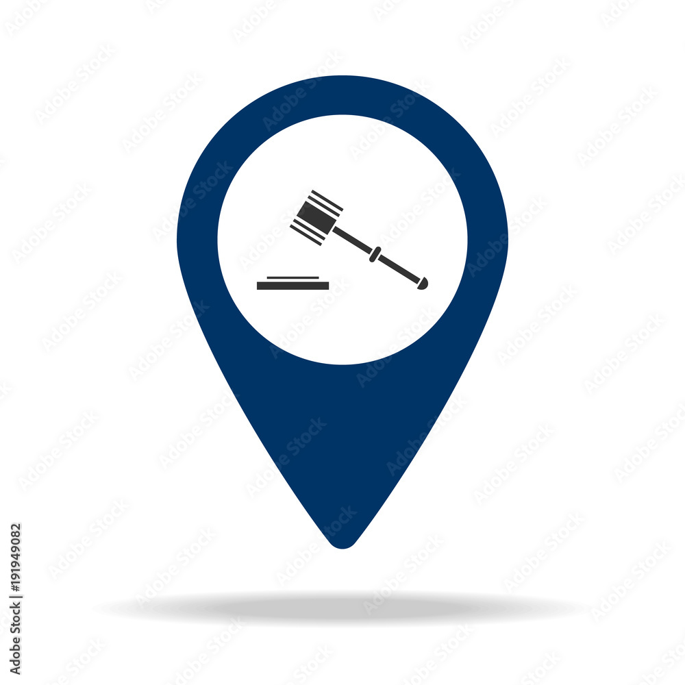 Aufkleber place of trial in blue map pin icon. element of map point for mobile concept and web apps. icon for 