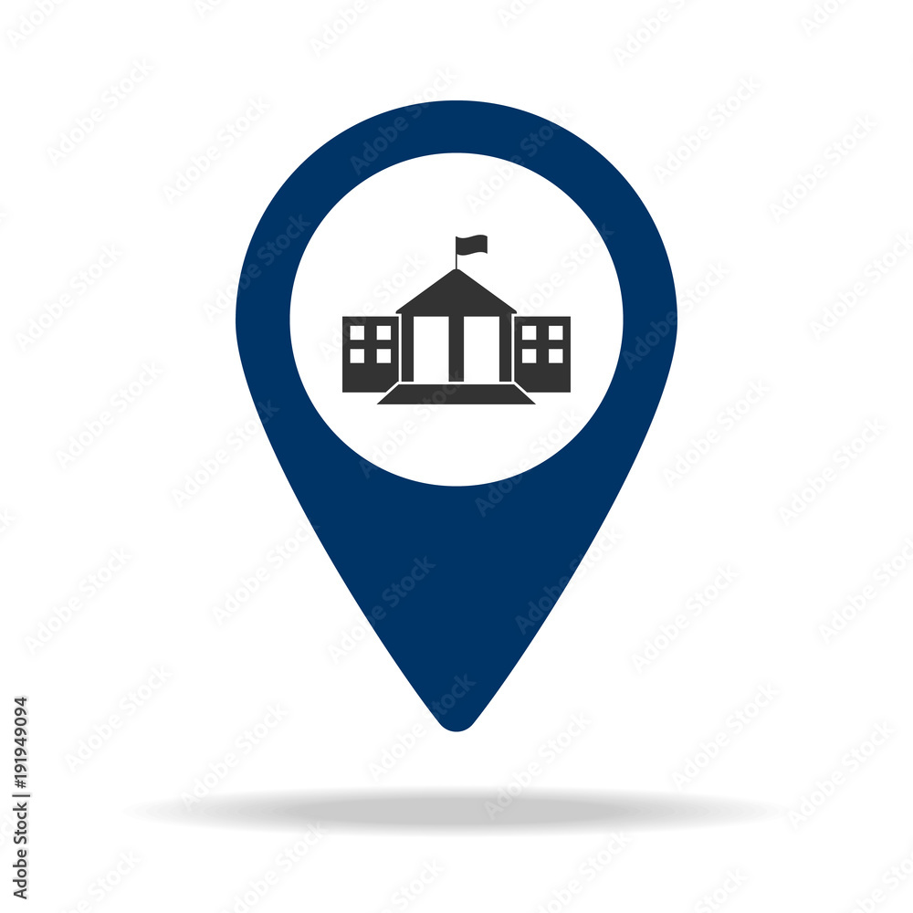 Poster place of school in blue map pin icon. element of map point for mobile concept and web apps. icon for