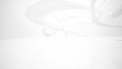 Abstract white parametric interior  with window. 3D illustration and rendering.