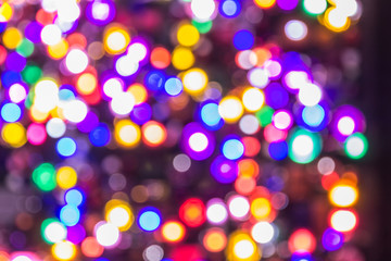 night light bokeh of lights decorate the Christmas and New Year