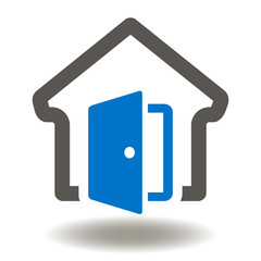 House Open Door Icon Vector. Real Estate Sell Agency Illustration. Property Management Logo Symbol.