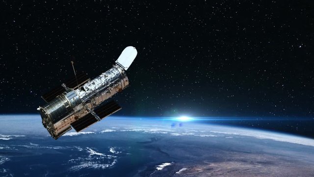 Hubble Space Telescope Passing Over Earth, 4K some elements furnished by NASA images