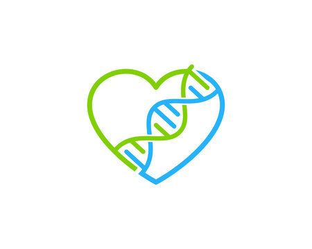 Love Heart Dna Icon Logo Design Element