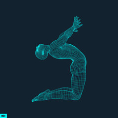 Gymnast. Man. 3D Model of Man. Human Body Model. Gymnastics Activities for Icon Health and Fitness Community. Vector Illustration.