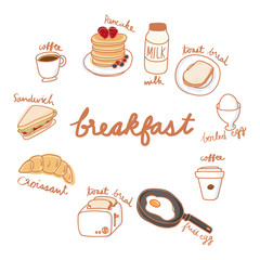 Illustration drawing style of food collection